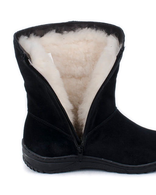 Полусапоги женские на литой подошве., Черные. Замша. Молния. Подклад овчина.