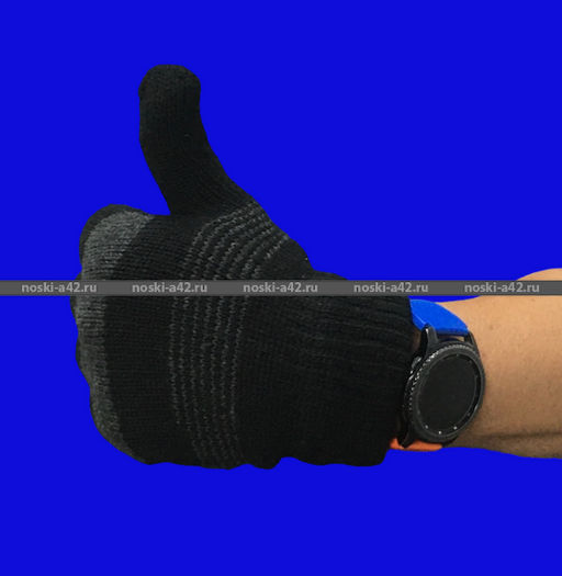 Цена за 12 шт. Мужские перчатки зимние толстые двойные ПОЛОСА арт. 2162 длина перчатки 24-25 см - For you фото 5