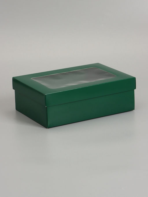 Цена за 5 шт. Коробка складная, крышка-дно, с окном, армейский зелёный, 24 х 17 х 8 см