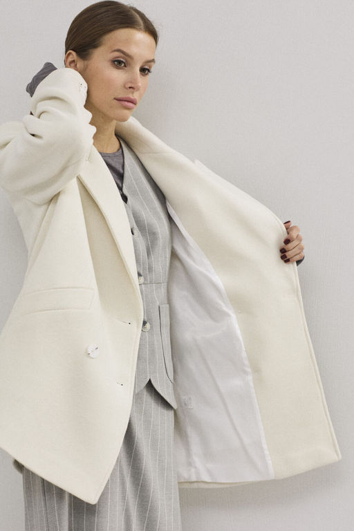 Пальто DAVA 7005 молочный фото 6