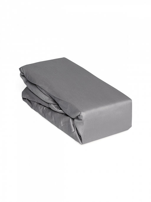 Проcтыня натяжная сатин 140x200+25 серый сатин - Denastia фото 2