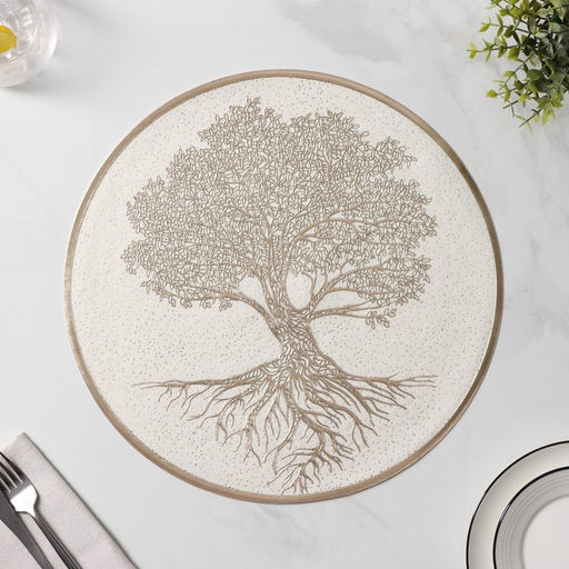 Набор салфеток сервировочных Доляна Древо, 2 шт, d=38 см, цвет бежевый  фото 4
