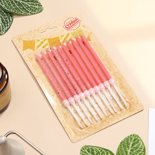 Свечи для торта Блестящая вечеринка, 10 шт., розовые - Страна карнавалия фото 5