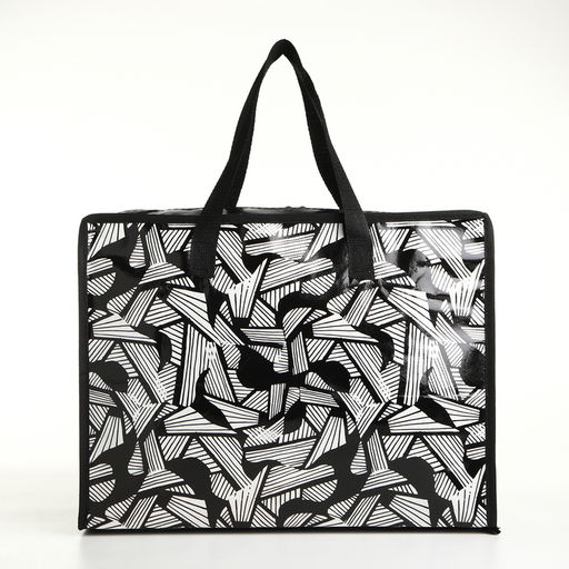 Сумка хозяйственная на молнии, 18 л, 40×15×30 см, чёрная/белая