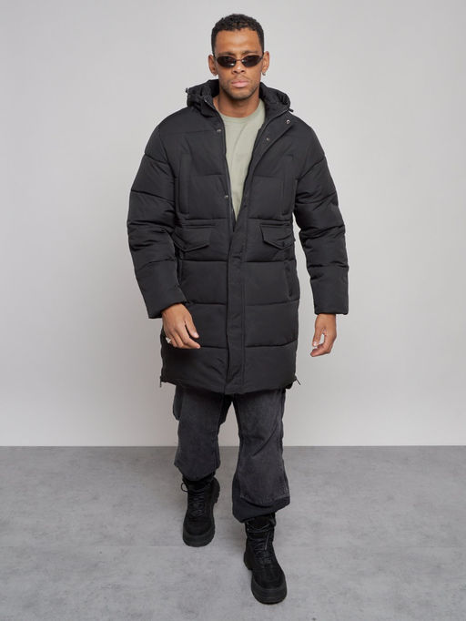 Парка мужская зимняя удлиненная молодежная черного цвета 806Ch - Wonderrman фото 10
