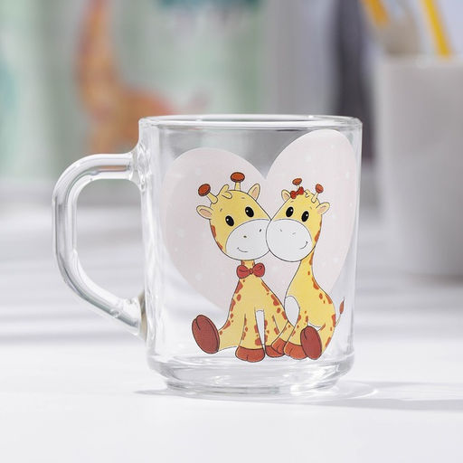 Кружка Доляна Жирафы, 250 мл, стекло, прозрачная