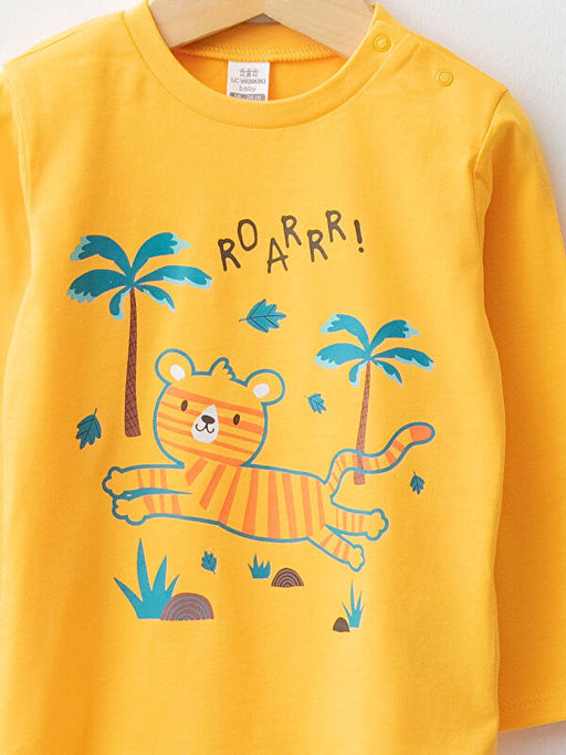 Bisiklet Yaka Uzun Kol Bask?l? Pamuklu Erkek Bebek Pijama Tak?m? - Waikiki фото 3