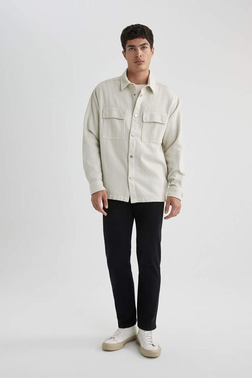 Куртка-рубашка с длинными рукавами и воротником-поло Relax Fit - Defacto фото 2