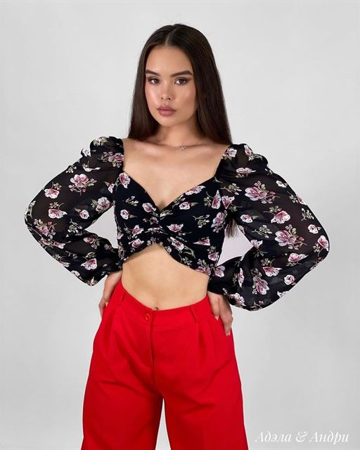 Топ Адэла (черный) - Nadi bordo фото 2