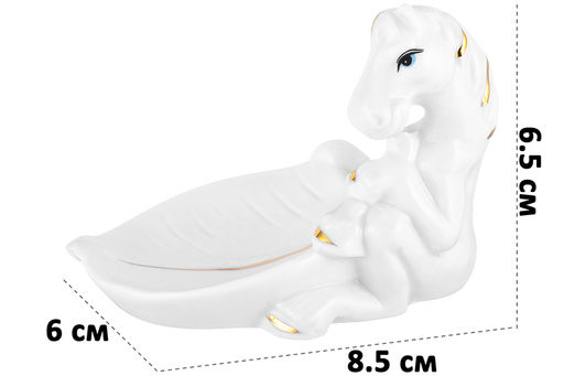 Подставка для украшений 8,5*6*6,5 см Лошадь белая с золотом, фарфор - Elan gallery фото 2