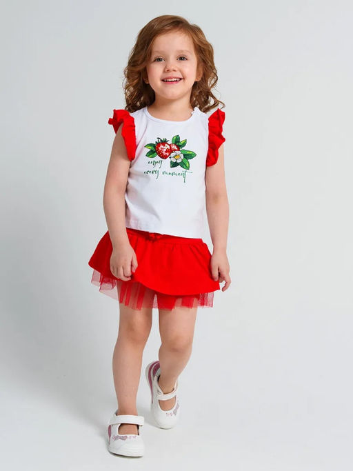 12429017 Комплект детский трикотажный для девочек: фуфайка (футболка), юбка-шорты - Playtoday фото 8