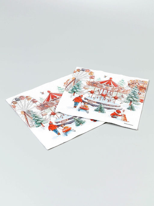 Цена за 3 шт. Салфетки бумажные двухслойные «Новогодние забавы», 33х33 см, 20 штук