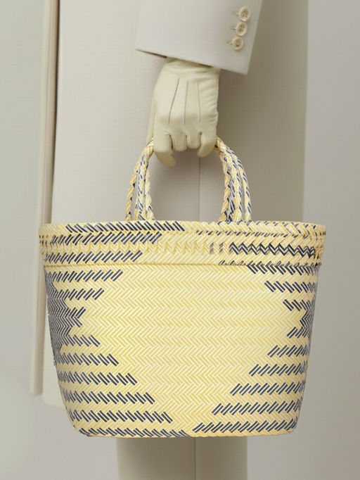 Сумка плетёная, 30×15×35 см, пластик, бежевая с чёрным