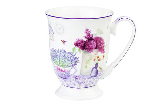 Кружка 300 мл 11*8*11 см Лаванда на ножке, NEW BONE CHINA
