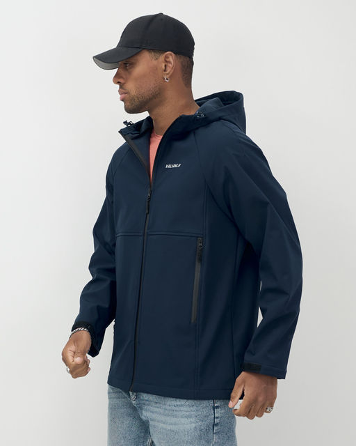 Ветровка спортивная мужская с капюшоном softshell темно-синего цвета 9563TS - Mtforce фото 2