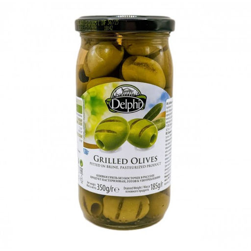 Оливки гриль без косточек в рассоле Delphi, Греция, ст.банка, 350г