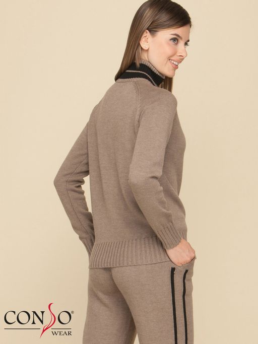 Conso/KS 190608 - cappuccino Костюм женский: джемпер+брюки фото 4
