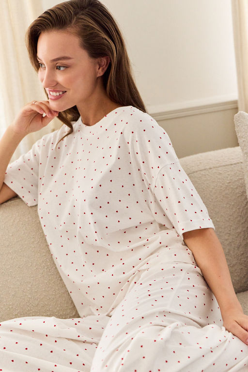 Пижама с брюками хлопковая Сердце