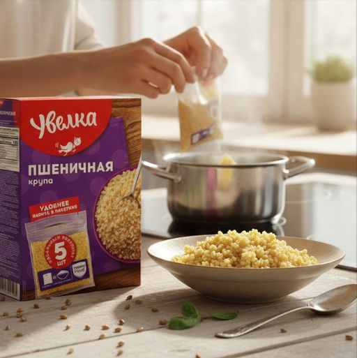 У Крупа в пакет для варки Пшеничная 80г - Увелка фото 2