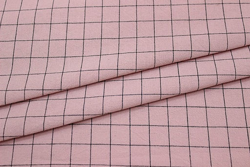 Вареный (стираный) хлопок Черная клетка (1.8*1.8см) цв.пыльный розово-сиреневый, ш.2.5м, хл-100% - Купава фото 2