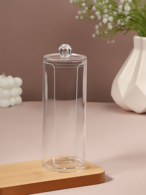 Органайзер для ватных дисков, с крышкой, d=6.5×19.5 см, прозрачный