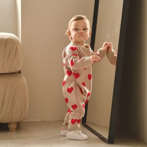 Комбинезон вязаный Крошка Я Сердечки, рост 68-74 см  фото 4