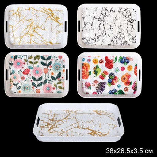 Поднос прямоугольный 38х27 см / 3827 /уп 80/с ручками - Галеонтрейд фото 6