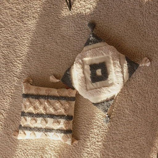 Наволочка декоративная с кисточками SL Home, 45×45 см, серая, бежевая