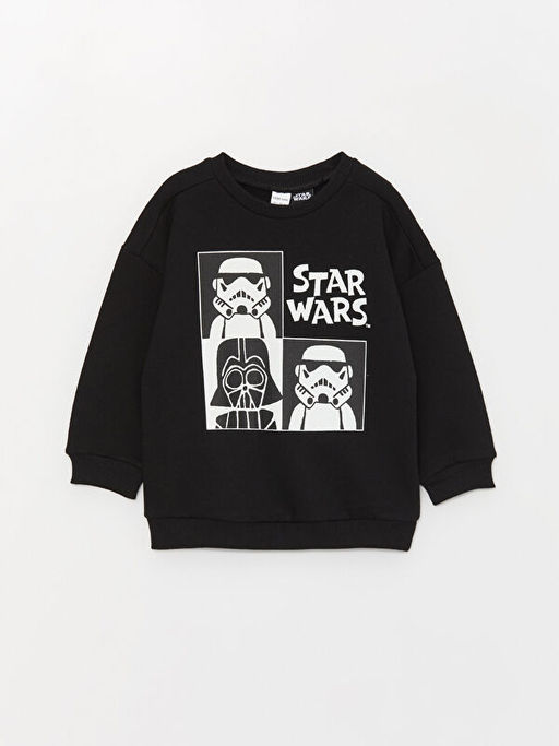 Bisiklet Yaka Star Wars Bask?l? Uzun Kollu Erkek Bebek Sweatshirt