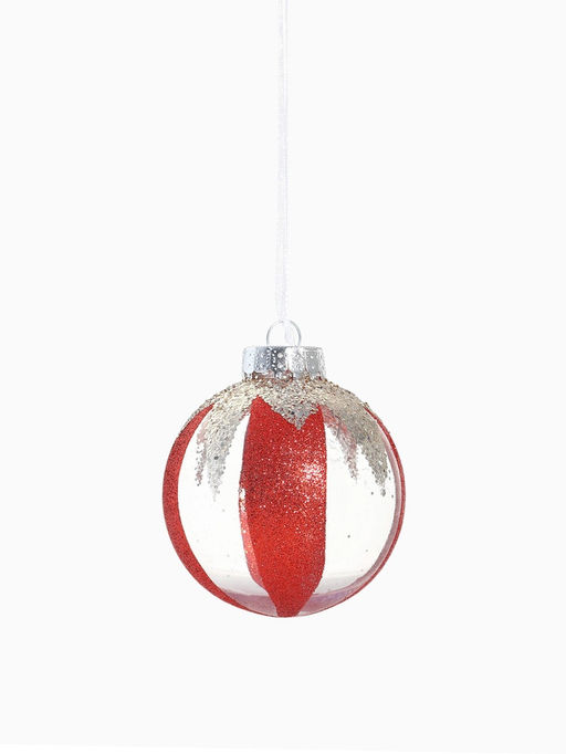 Ёлочные шары новогодние Мелвин, набор 6 шт., d=8 см, прозрачный/красно-белый - Simaland фото 11