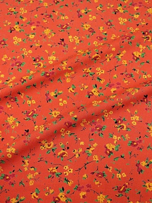 Штапель Премиум Цветочная грация цв.оранжево-красный, ш.1.45м, вискоза-100%, 120гр/м.кв - Купава фото 7