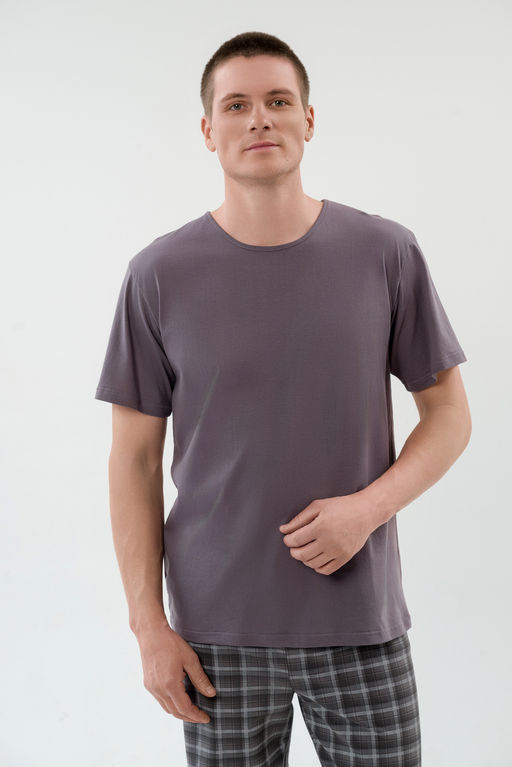 Пижама мужская из футболки с коротким рукавом и брюк из кулирки Генри асфальт - Амадэль фото 6