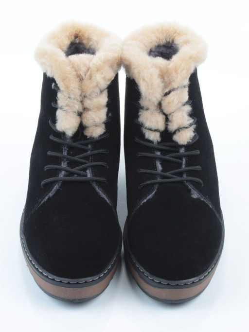 04-5606-3 BLACK Ботинки зимние женские (натуральная кожа, 100% шерсть)