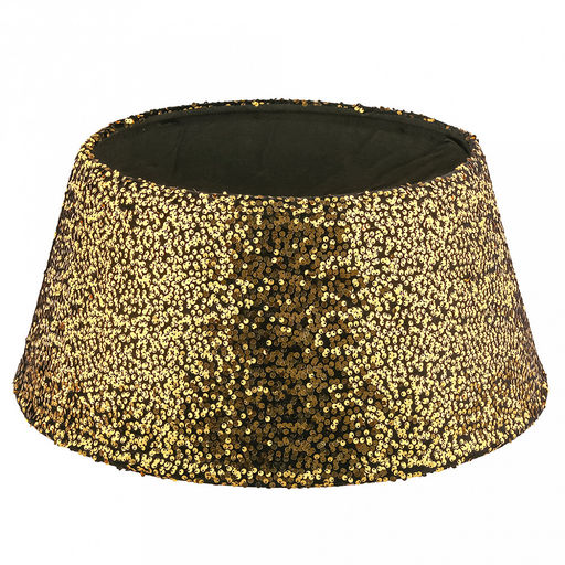 Юбка под елку новогоднюю "Новогодняя ночь" д40см, h25см, основание д56см, текстиль, металлический каркас, пайетки, золото на черном (Китай)