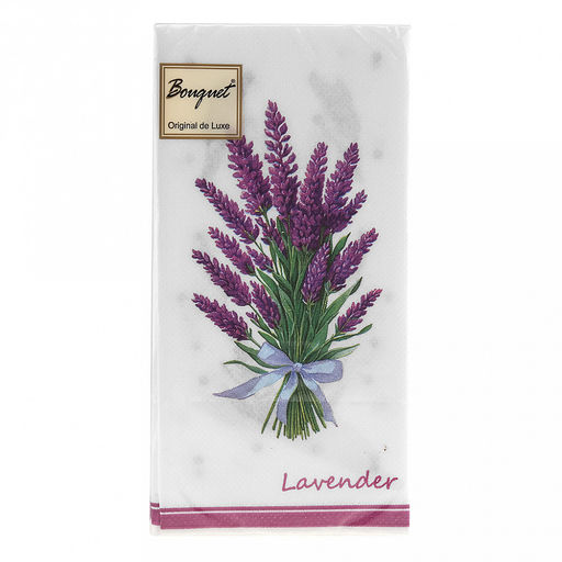 Салфетки бумажные "Bouquet Original de Luxe" 33х33см, 2-х слойные, 20 штук в упаковке, 100% целлюлоза, "Лаванда" (Россия)