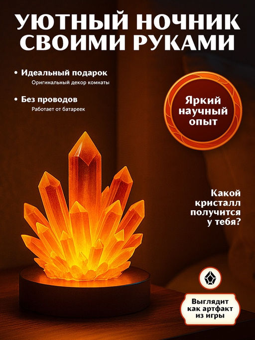 Набор для опытов Ночник с кристаллом - Эврики фото 10