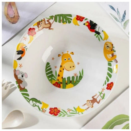 Набор Джунгли 3 предмета: кружка 240 мл, миска 18 см, тарелка 19 см в подар упаковке арт.MFKS3-2 /МФК/  фото 11