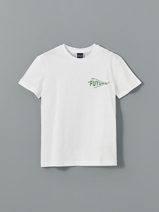 Bisiklet Yaka Bask?l? Erkek ?ocuk Ti??rt