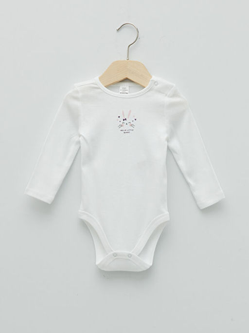 Bisiklet Yaka Uzun Kollu Pamuklu K?z Bebek ??t??tl? Body 5li - Waikiki фото 3