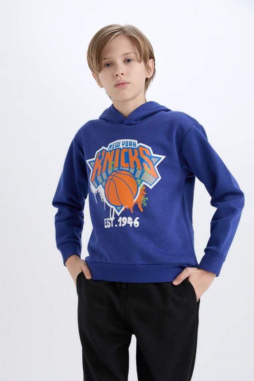 Толстовка с капюшоном NBA New York Knicks для мальчиков - Defacto фото 4