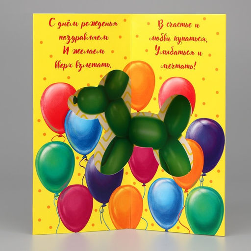 Цена за 5 шт. Объёмная открытка С Днём рождения, шары, 12 х 18 см