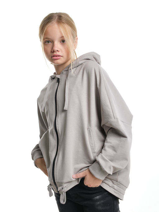 Толстовка на молнии с капюшоном 22-7640 серый - Mini maxi фото 10