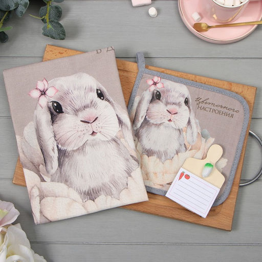 Набор подарочный Зайка полотенце 40х73см, прихватка 19х19см, магнит 11х7см - Этель фото 10