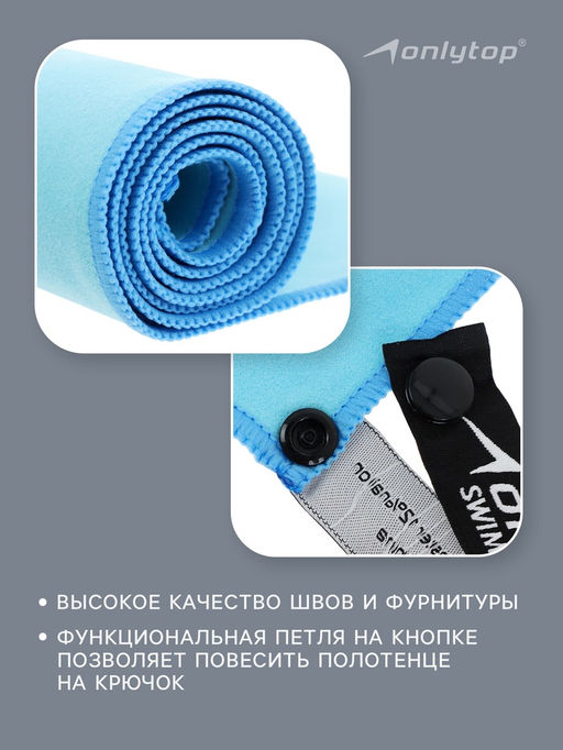 Полотенце из микрофибры ONLYTOP, 40х40 см, цвет голубой