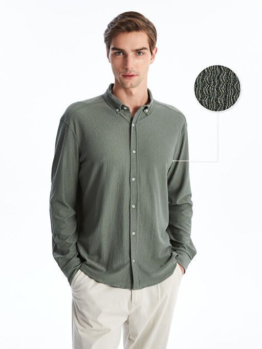 Regular Fit Uzun Kollu Erkek Dokulu G?mlek