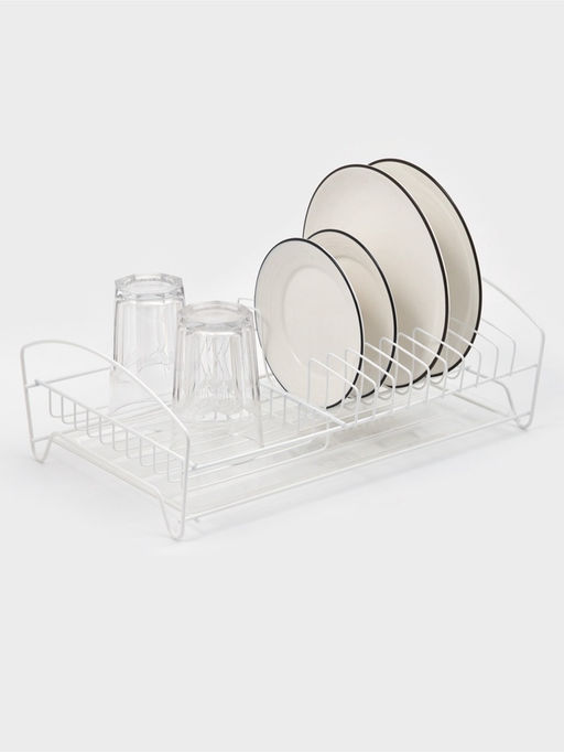 Сушилка для тарелок и кружек с поддоном, 39×25×12 см, белая