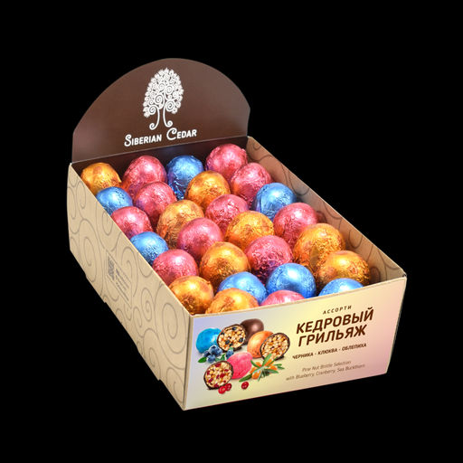 Кедровый грильяж ассорти  клюква, черника, облепиха, 540 г | шоу-бокс - Сибирский кедр фото 3