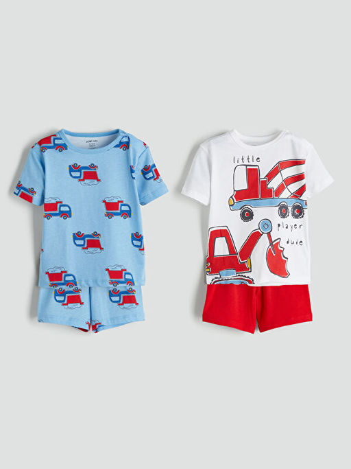 Bisiklet Yaka Erkek Bebek ?ortlu Pijama Tak?m 2li