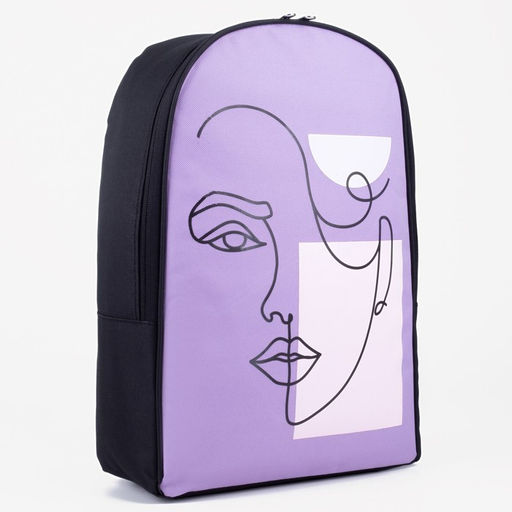 Рюкзак школьный текстильный Face line, 25×13×37 см, сиреневый