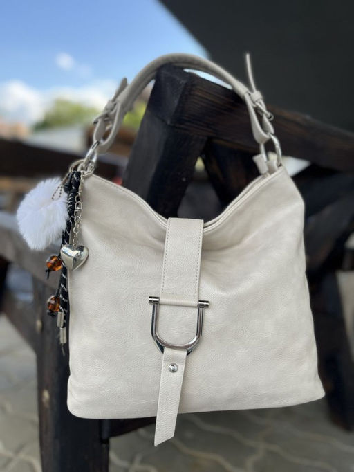 Женская сумка хобо из эко кожи 007 Бежевый - Cidirro фото 2